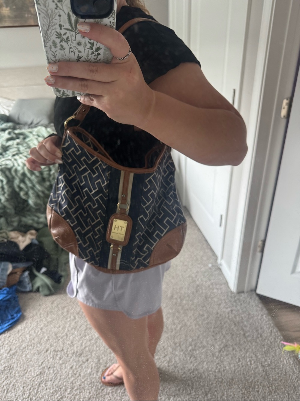 Vintage Tommy Hilfiger Monogram Hobo Shoulder Bag